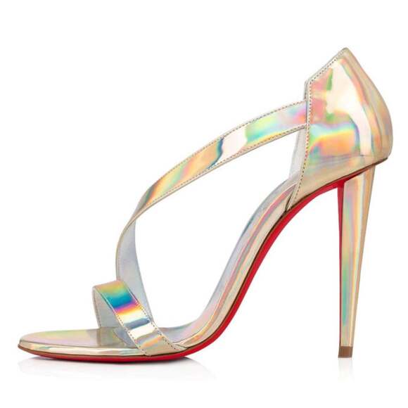 Christian Louboutin Astridal 100 Gold Patent Psychic Strap Sandal Heel Pump 39.5 - Picture 3 of 12